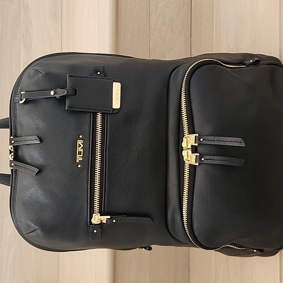 Tumi Voyageur Halle Black Leather Backpack - Picture 2 of 15